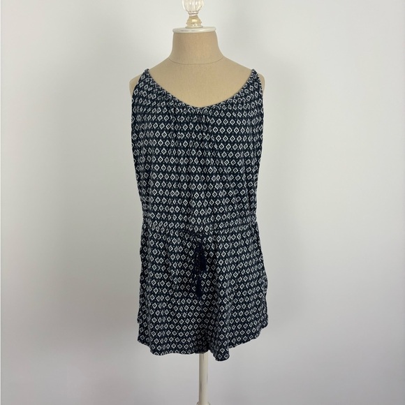 H&M Romper Blue Geometric Spaghetti Straps Tassel L - Picture 1 of 6